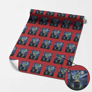 St Patricks Day Starry Night Shamrock Van Gogh Art Wrapping Paper Roll TS14 Red Print Your Wear