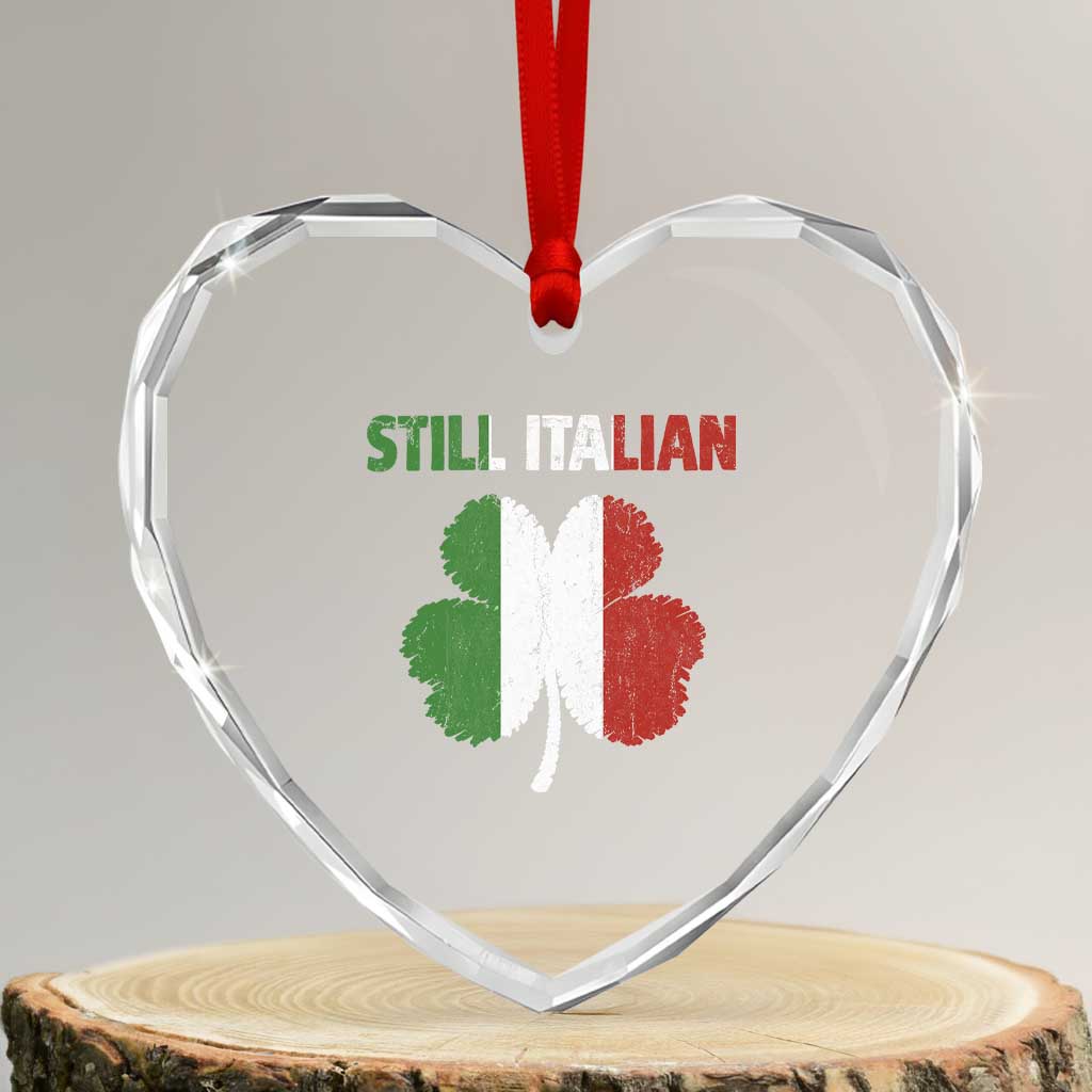 St Patricks Day Still Italian Heart Crystal Glass Ornament Funny Retro Shamrock Italy Flag TS10 Transparent Glass 3'' Heart Print Your Wear