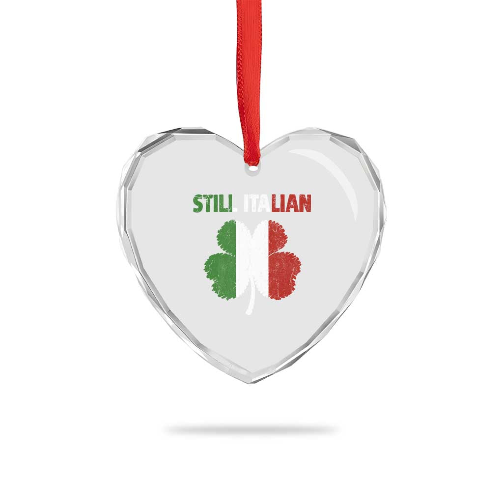 St Patricks Day Still Italian Heart Crystal Glass Ornament Funny Retro Shamrock Italy Flag TS10 Print Your Wear