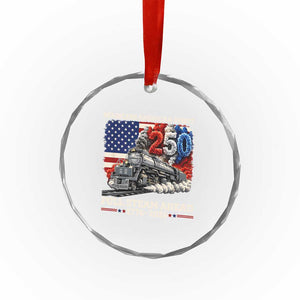 Stainless American Spirit Full Steam Ahead Crystal Glass Ornament 250 Years Freedom Semiquincentennial Steam Locomotive TS02 Print Your Wear