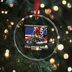 Stainless American Spirit Full Steam Ahead Crystal Glass Ornament 250 Years Freedom Semiquincentennial Steam Locomotive TS02 Print Your Wear