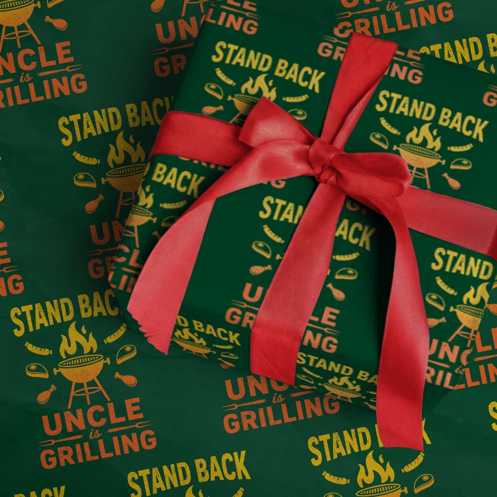 Stand Back Uncle Is Grilling Wrapping Paper Roll Funny Fathers Day BBQ