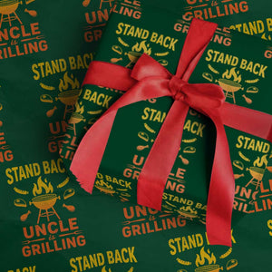 Stand Back Uncle Is Grilling Wrapping Paper Roll Funny Fathers Day BBQ