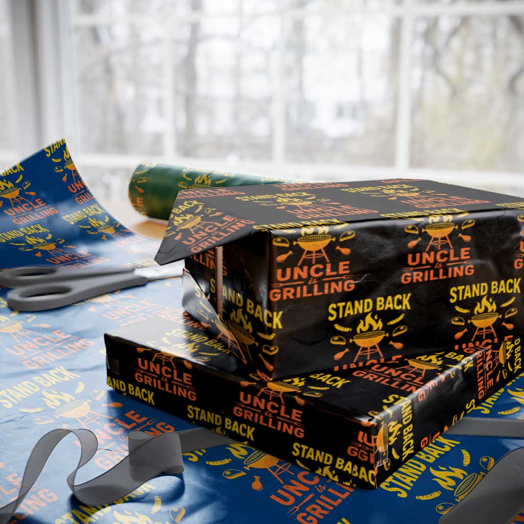 Stand Back Uncle Is Grilling Wrapping Paper Roll Funny Fathers Day BBQ