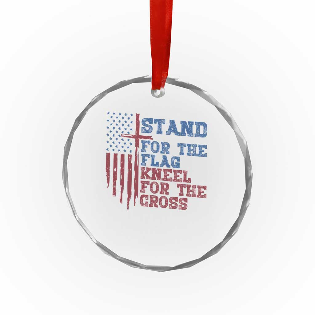 Stand For The Flag Kneel For The Cross Crystal Glass Ornament Cross US Flag American Patriotic Christian Faith 4th of July TS10 Print Your Wear