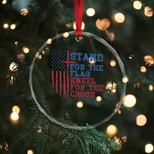 Stand For The Flag Kneel For The Cross Crystal Glass Ornament Cross US Flag American Patriotic Christian Faith 4th of July TS10 Print Your Wear