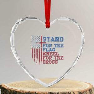 Stand For The Flag Kneel For The Cross Heart Crystal Glass Ornament Cross US Flag American Patriotic Christian Faith 4th of July TS10 Transparent Glass 3'' Heart Print Your Wear