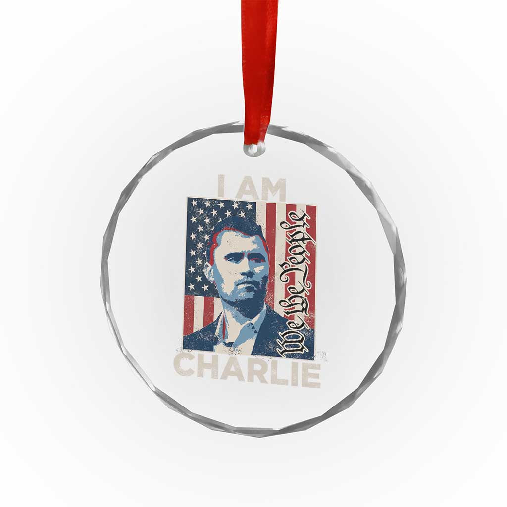 Stand With Charlie Crystal Glass Ornament Patriotic Free Speech We The People American Flag Graphic TS02 Transparent Glass 3'' Circle Print Your Wear