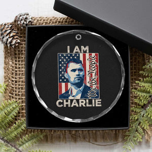 Stand With Charlie Crystal Glass Ornament Patriotic Free Speech We The People American Flag Graphic TS02 Print Your Wear