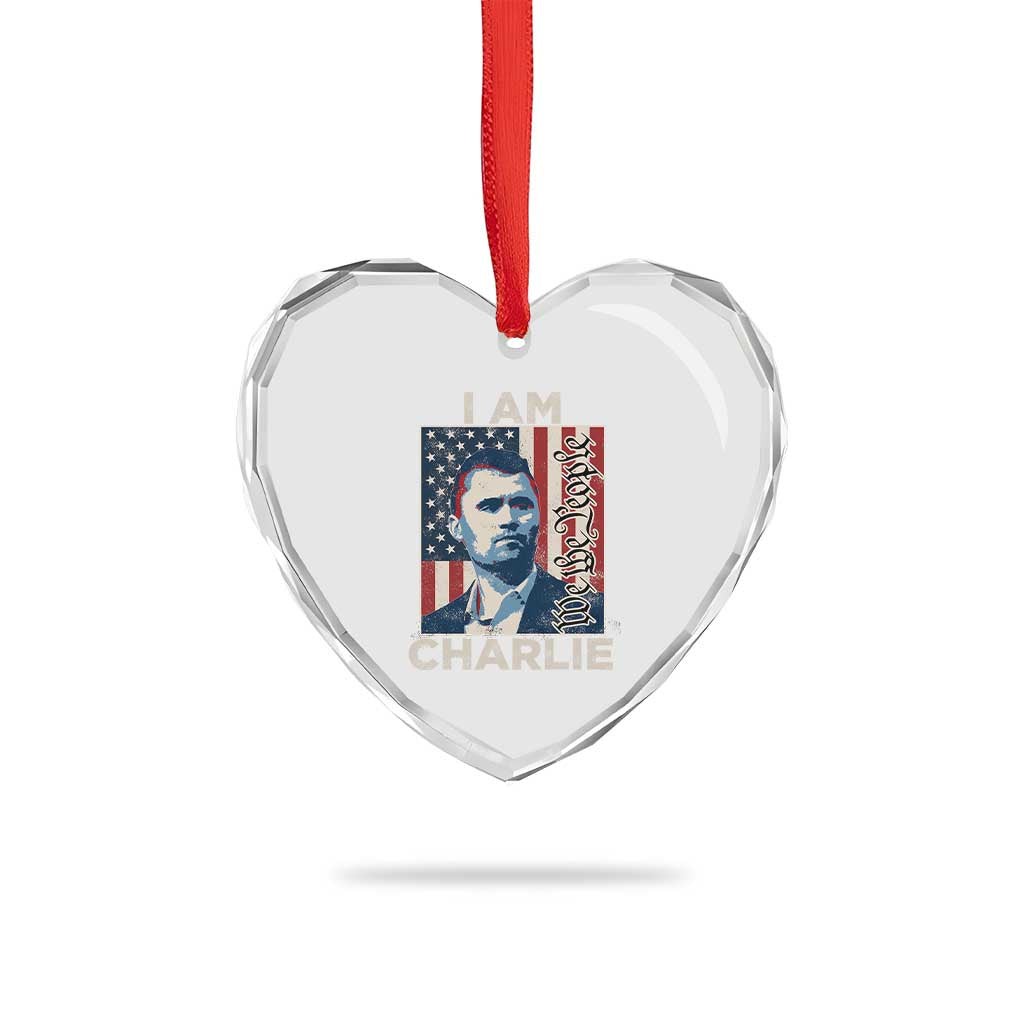 Stand With Charlie Heart Crystal Glass Ornament Patriotic Free Speech We The People American Flag Graphic TS02 Print Your Wear