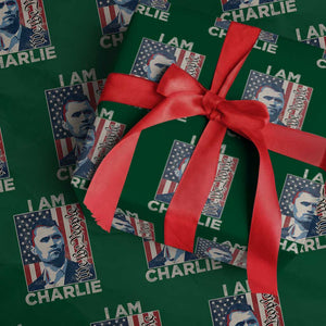 Stand With Charlie Wrapping Paper Roll Patriotic Free Speech We The People American Flag Graphic TS02 Green Print Your Wear