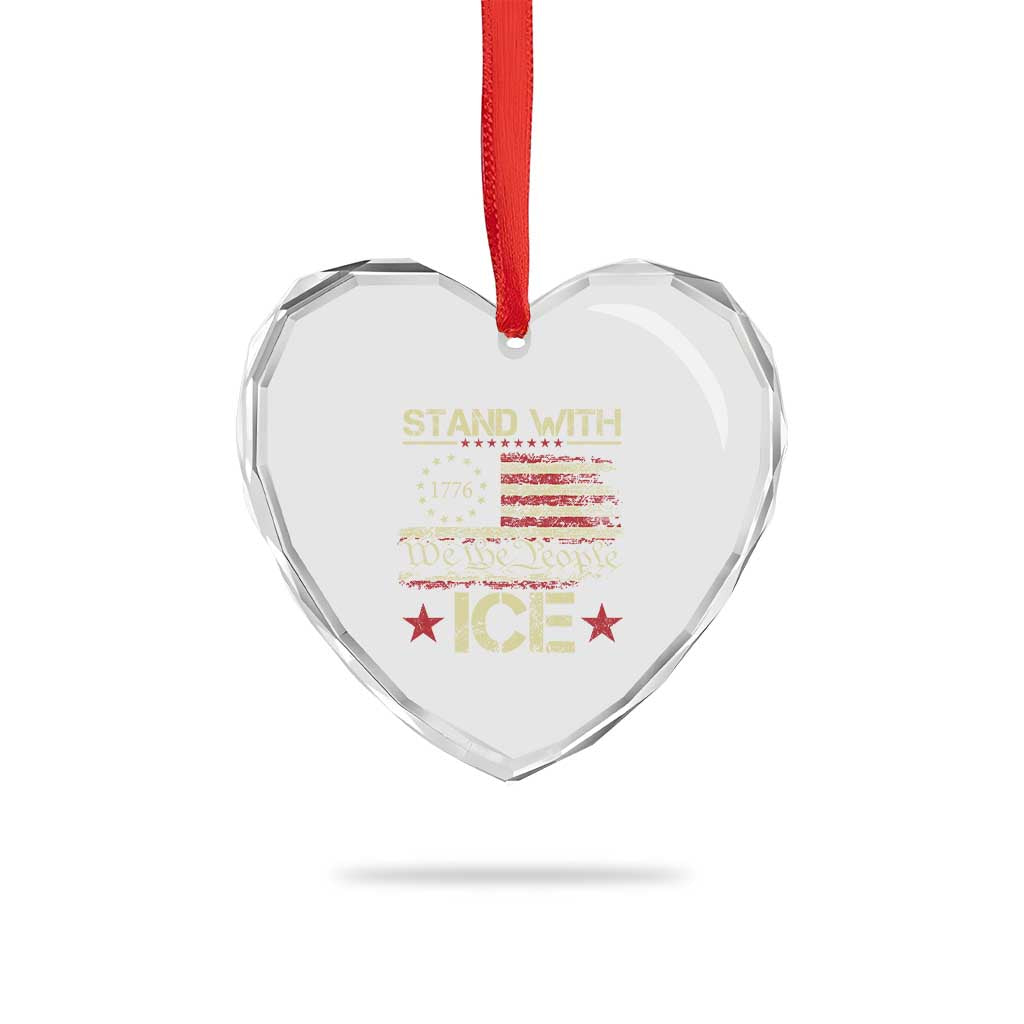 Stand With Ice Heart Crystal Glass Ornament Immigration Officers American Flag Border Patrol TS11 Print Your Wear