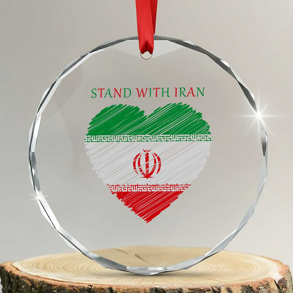 Stand With Iran Crystal Glass Ornament Anti War Political Protest Statement TS12 Transparent Glass 3'' Circle Print Your Wear