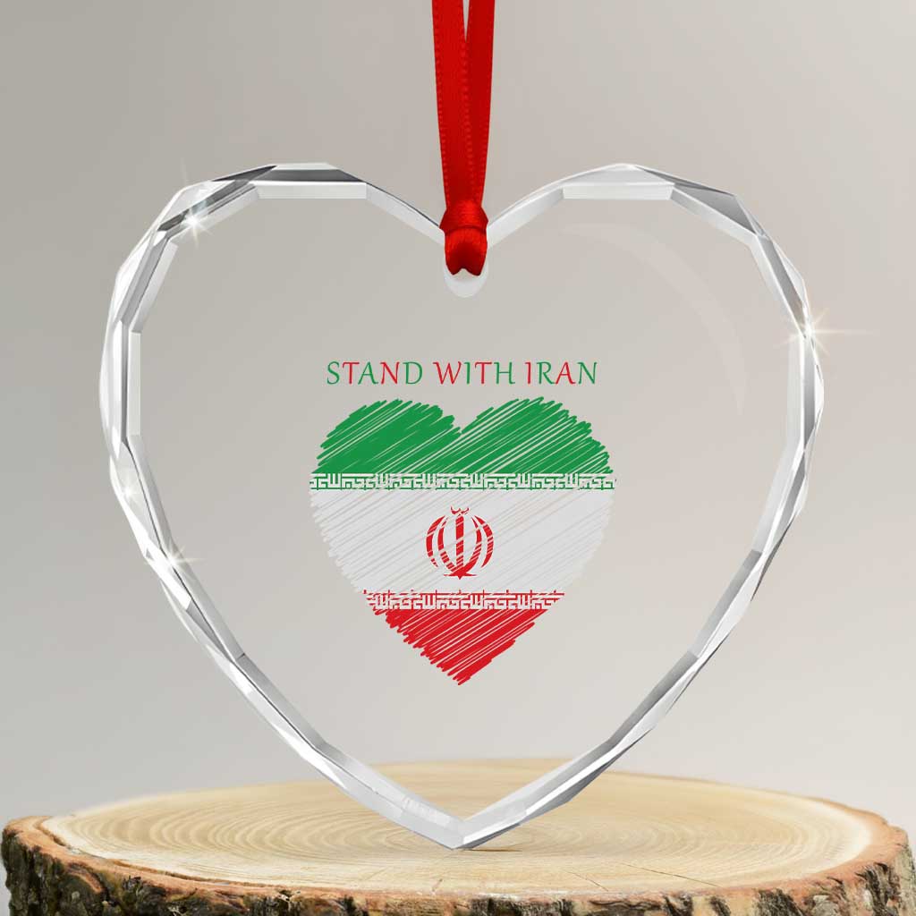Stand With Iran Heart Crystal Glass Ornament Anti War Political Protest Statement TS12 Transparent Glass 3'' Heart Print Your Wear