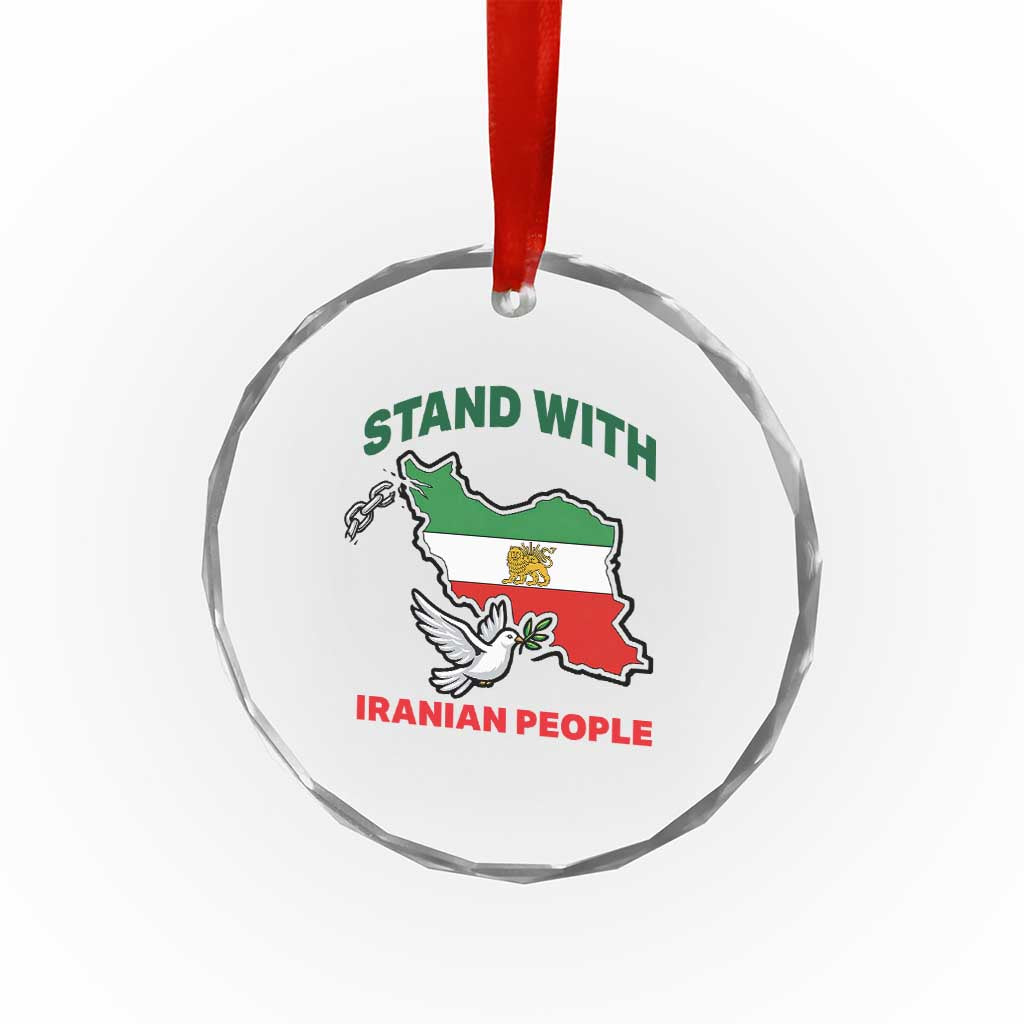 Stand With Iranian People Peace Dove Crystal Glass Ornament Iran Map Flag Freedom Human Rights Support TS02 Print Your Wear
