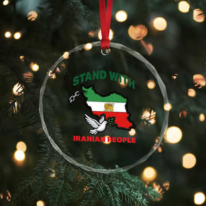 Stand With Iranian People Peace Dove Crystal Glass Ornament Iran Map Flag Freedom Human Rights Support TS02 Print Your Wear