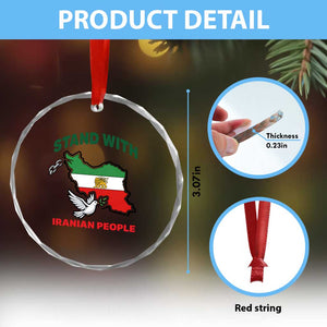 Stand With Iranian People Peace Dove Crystal Glass Ornament Iran Map Flag Freedom Human Rights Support TS02 Print Your Wear