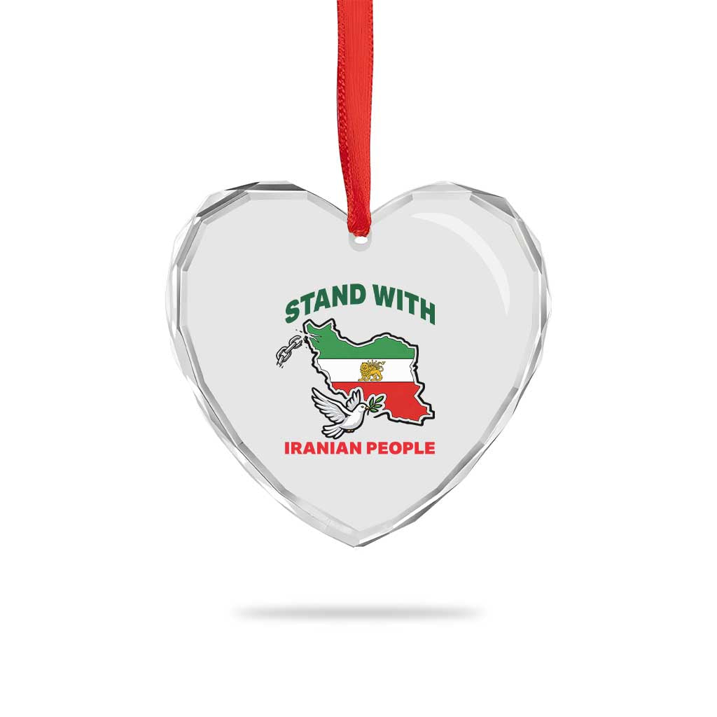 Stand With Iranian People Peace Dove Heart Crystal Glass Ornament Iran Map Flag Freedom Human Rights Support TS02 Print Your Wear