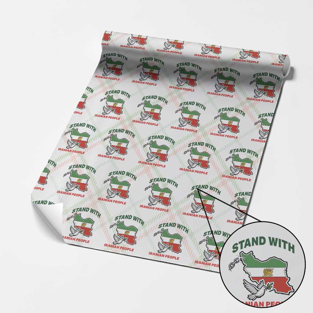 Stand With Iranian People Peace Dove Wrapping Paper Roll Iran Map Flag Freedom Human Rights Support TS02 Christmas Plaid Print Your Wear