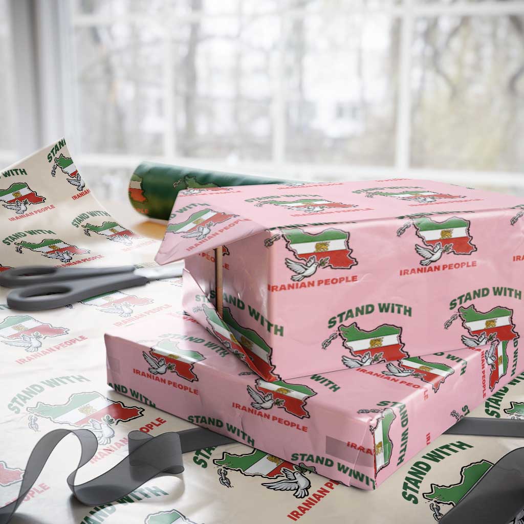 Stand With Iranian People Peace Dove Wrapping Paper Roll Iran Map Flag Freedom Human Rights Support TS02 Light Pink Print Your Wear