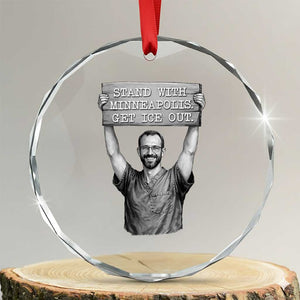 Stand With Minneapolis Crystal Glass Ornament Alex Pretti Memorial ICU Nurse Support TS12 Transparent Glass 3'' Circle Print Your Wear