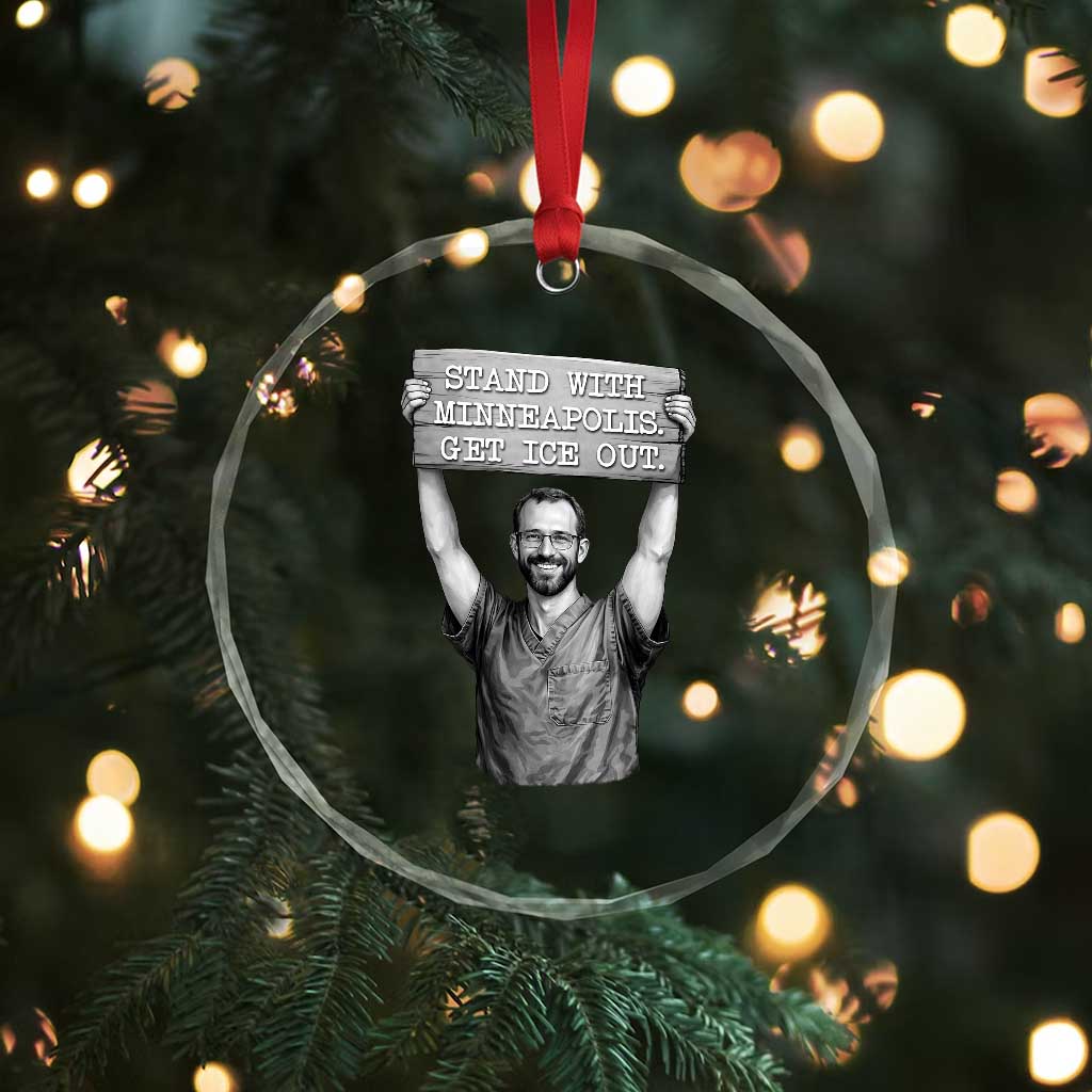 Stand With Minneapolis Crystal Glass Ornament Alex Pretti Memorial ICU Nurse Support TS12 Print Your Wear