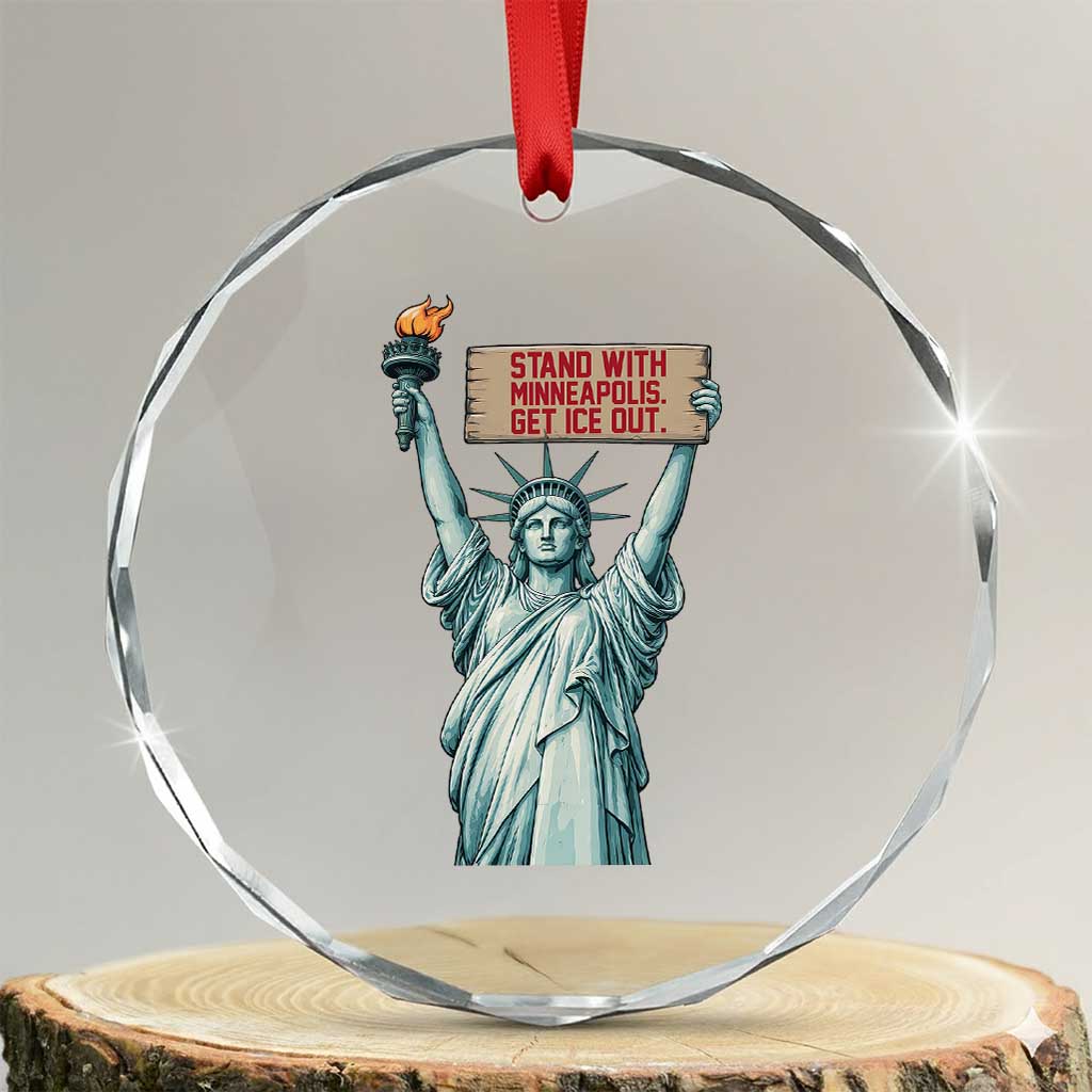 Stand With Minneapolis Crystal Glass Ornament Statue Of Liberty Torch Justice Support TS12 Transparent Glass 3'' Circle Print Your Wear