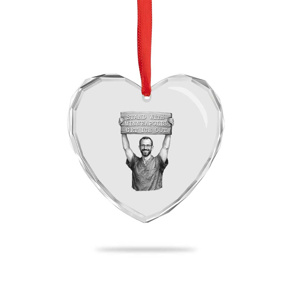 Stand With Minneapolis Heart Crystal Glass Ornament Alex Pretti Memorial ICU Nurse Support TS12 Print Your Wear