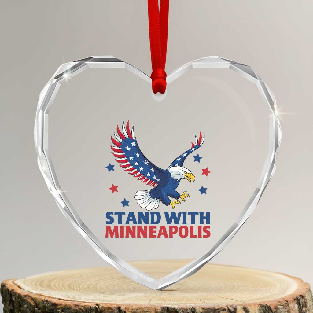 Stand With Minneapolis Heart Crystal Glass Ornament American Eagle Protest Gift TS12 Transparent Glass 3'' Heart Print Your Wear