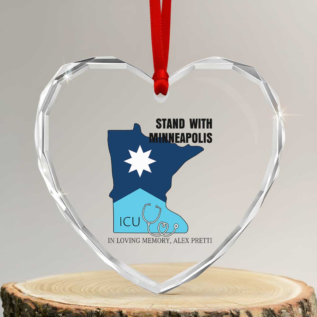 Stand With Minneapolis Heart Crystal Glass Ornament In Loving Memory Of Alex TS12 Transparent Glass 3'' Heart Print Your Wear