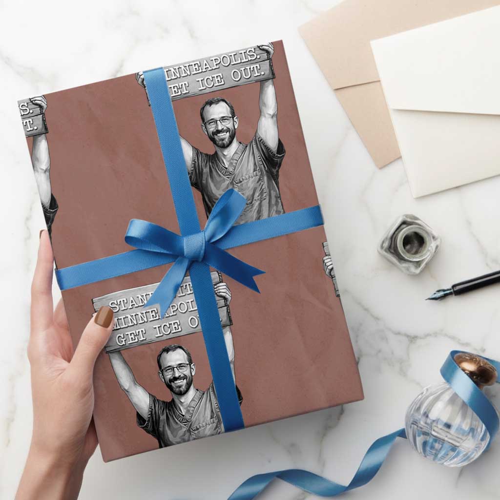 Stand With Minneapolis Wrapping Paper Roll Alex Pretti Memorial ICU Nurse Support TS12 Mocha Print Your Wear