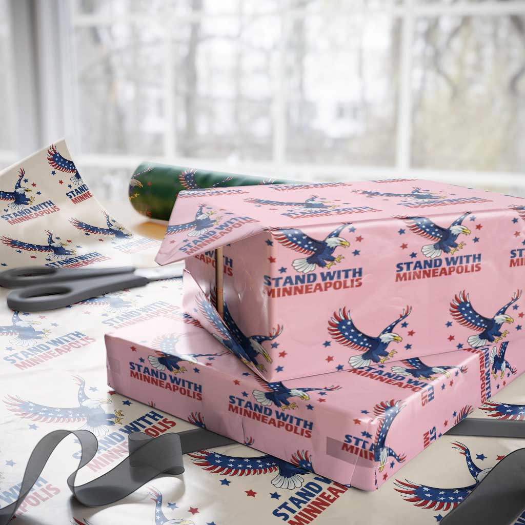 Stand With Minneapolis Wrapping Paper Roll American Eagle Protest Gift TS12 Light Pink Print Your Wear