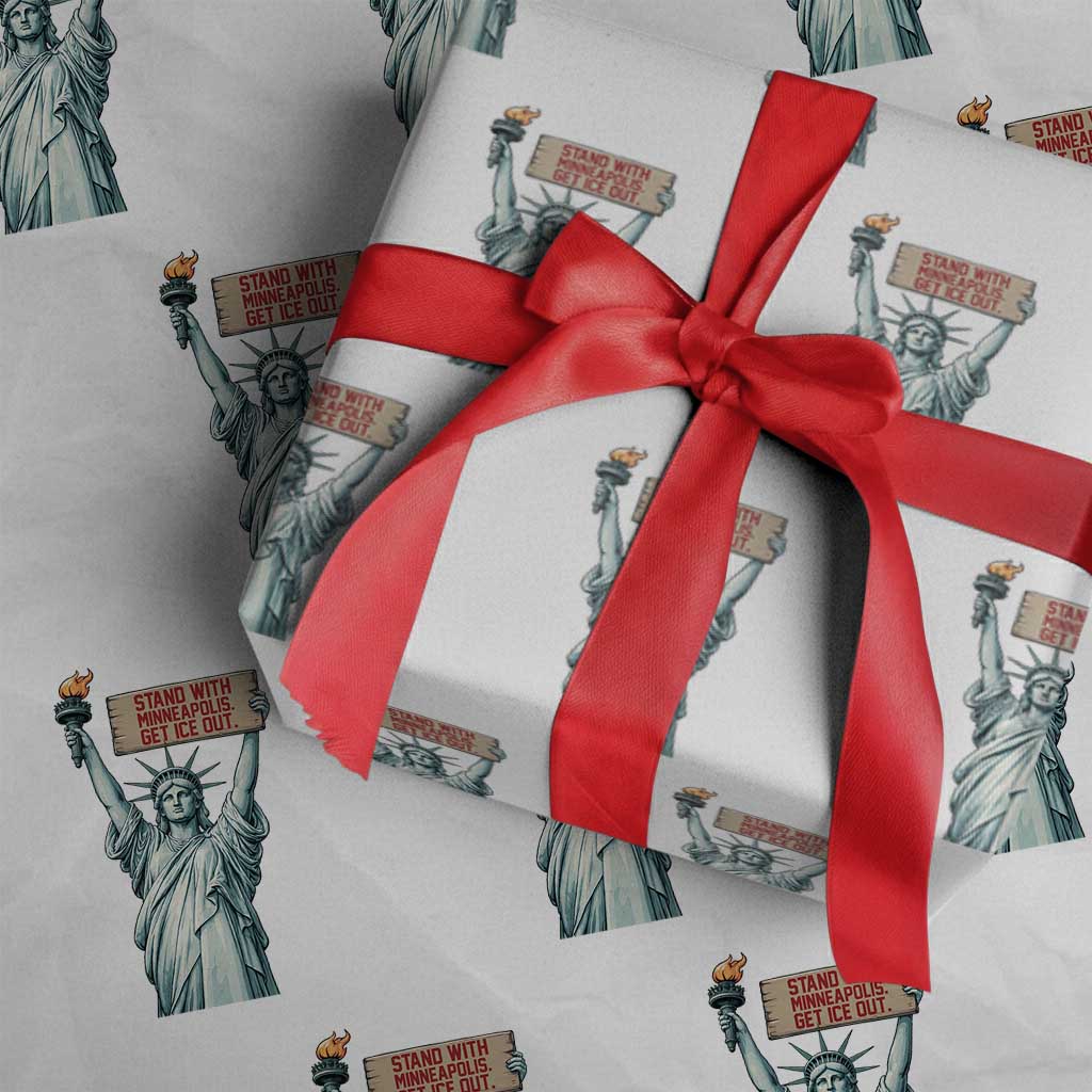 Stand With Minneapolis Wrapping Paper Roll Statue Of Liberty Torch Justice Support TS12 White Print Your Wear