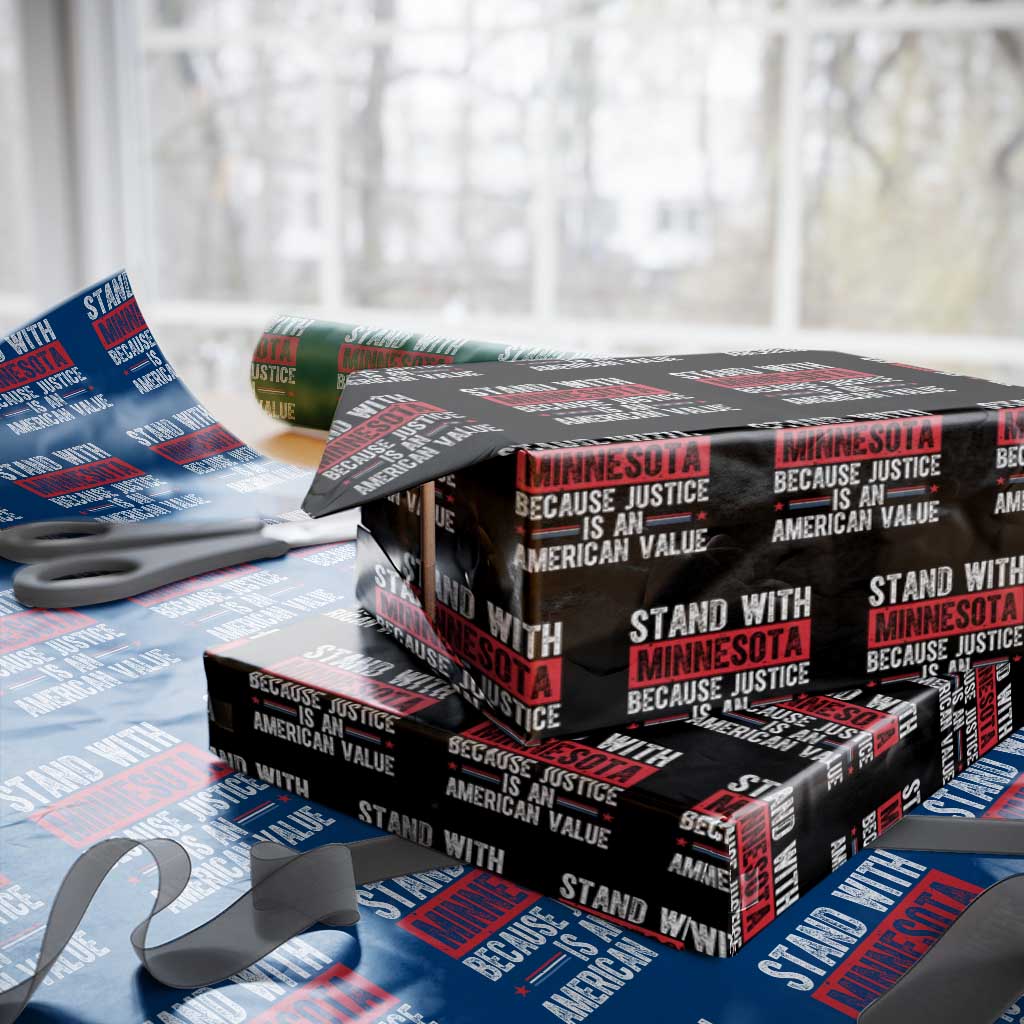 Stand With Minnesota Because Justice Is An American Value Wrapping Paper Roll Political Statement TS11 Black Print Your Wear