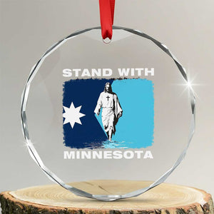 Stand with Minnesota Crystal Glass Ornament Christian Jesus Minnesota Strong Subtle Anti ICE TS14 Transparent Glass 3'' Circle Print Your Wear