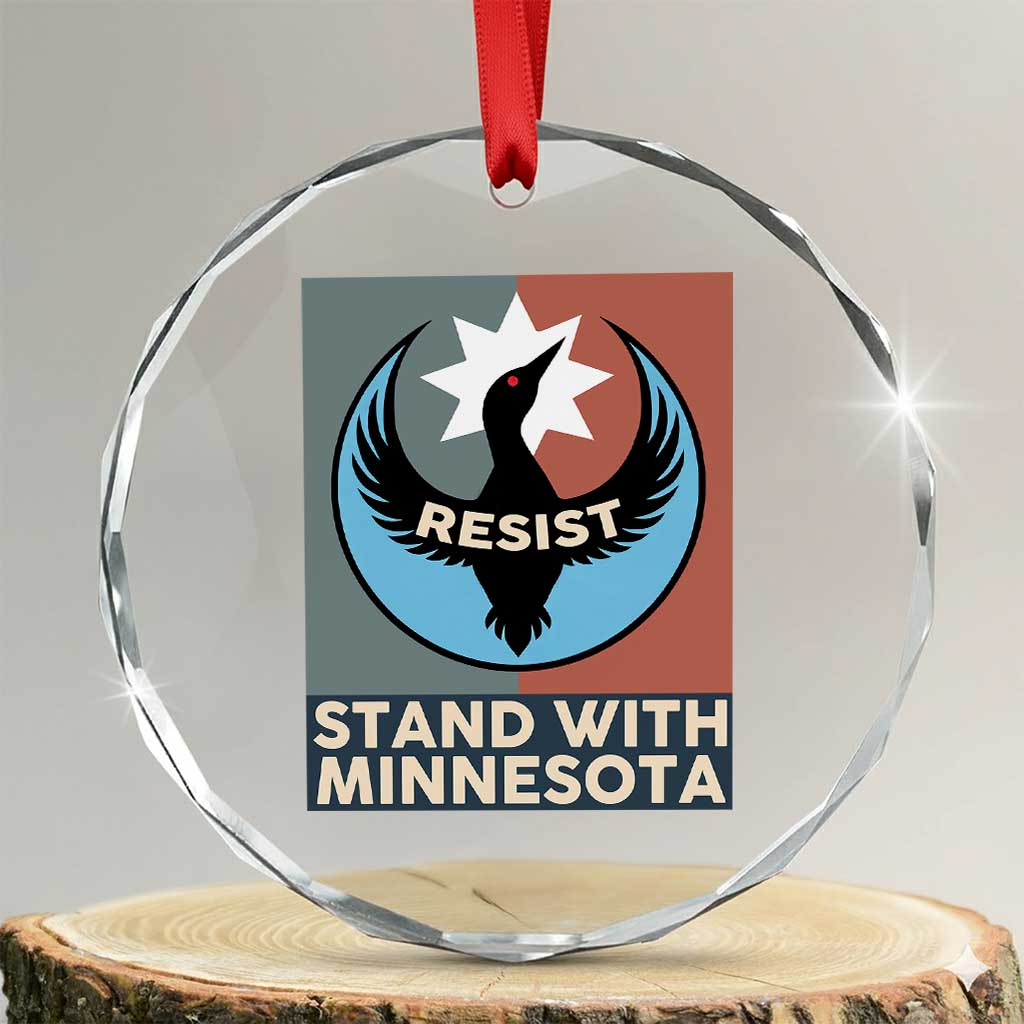 Stand With Minnesota Crystal Glass Ornament Common Loon Pride Support TS12 Transparent Glass 3'' Circle Print Your Wear
