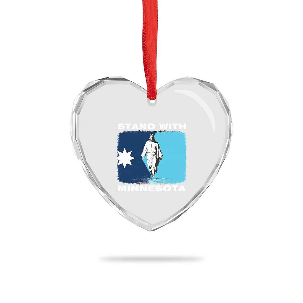 Stand with Minnesota Heart Crystal Glass Ornament Christian Jesus Minnesota Strong Subtle Anti ICE TS14 Print Your Wear