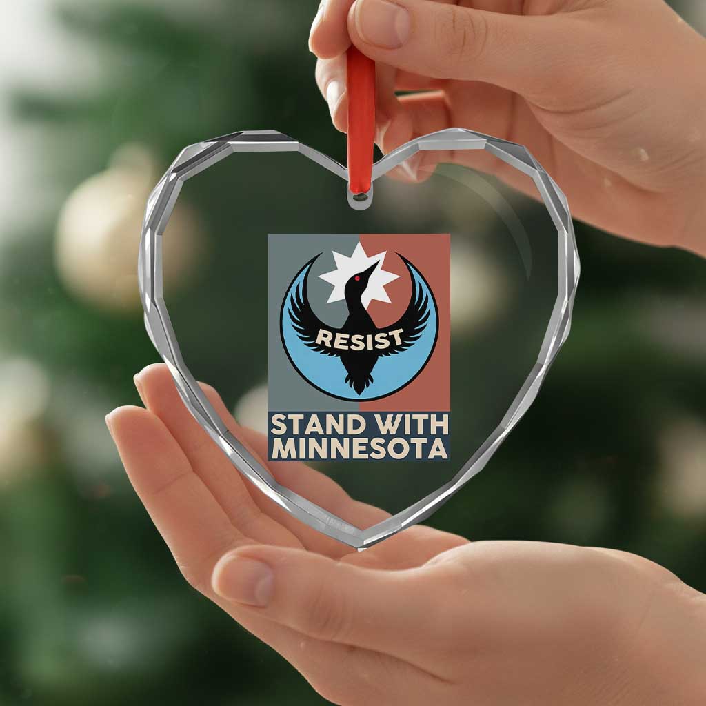 Stand With Minnesota Heart Crystal Glass Ornament Common Loon Pride Support TS12 Print Your Wear