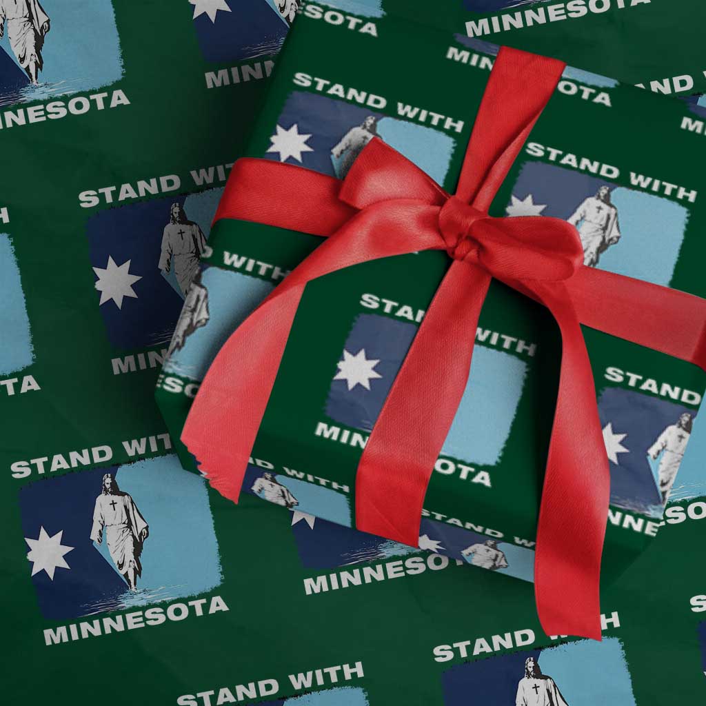 Stand with Minnesota Wrapping Paper Roll Christian Jesus Minnesota Strong Subtle Anti ICE TS14 Green Print Your Wear