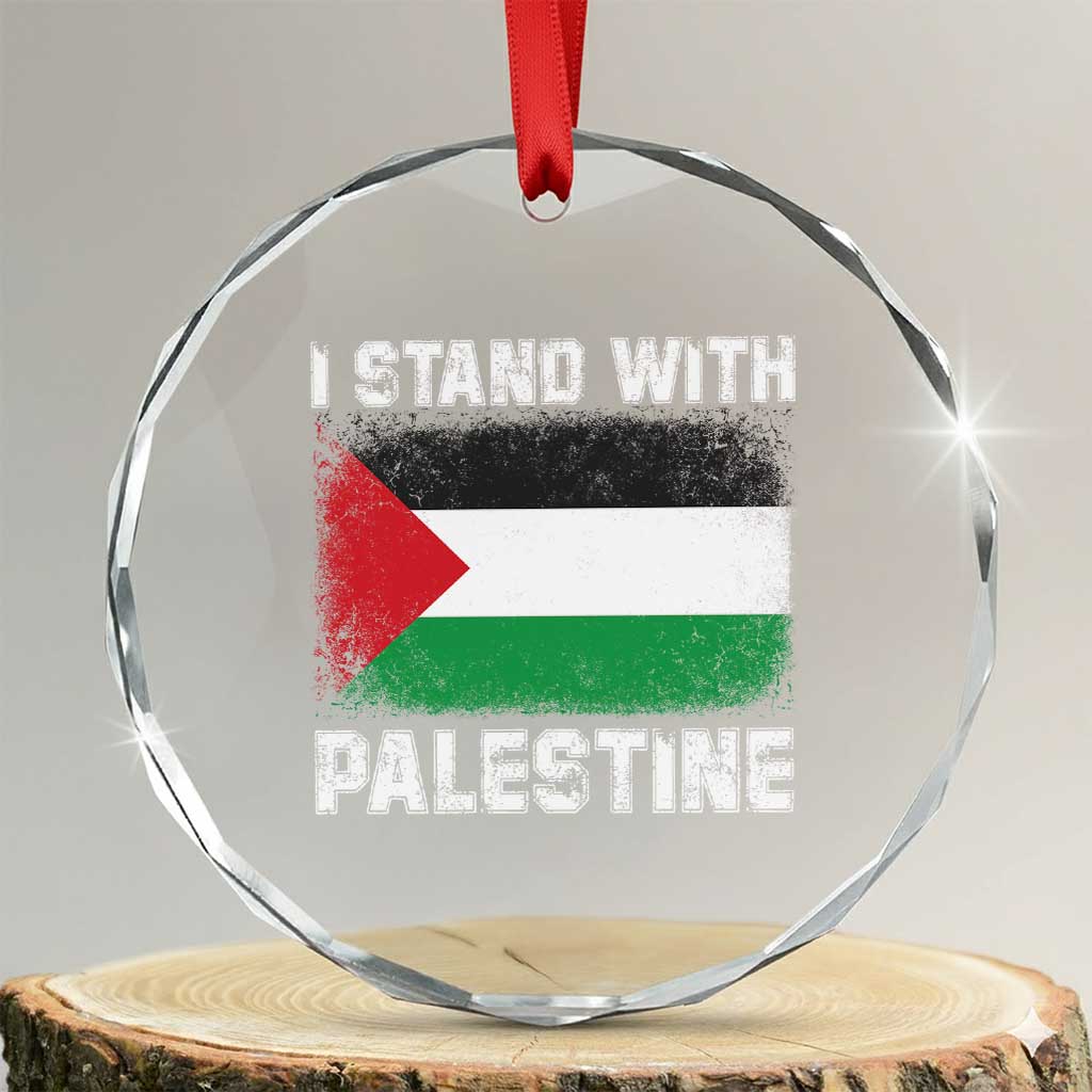 Stand With Palestine Crystal Glass Ornament Gaza Palestinian Flag TS10 Transparent Glass 3'' Circle Print Your Wear