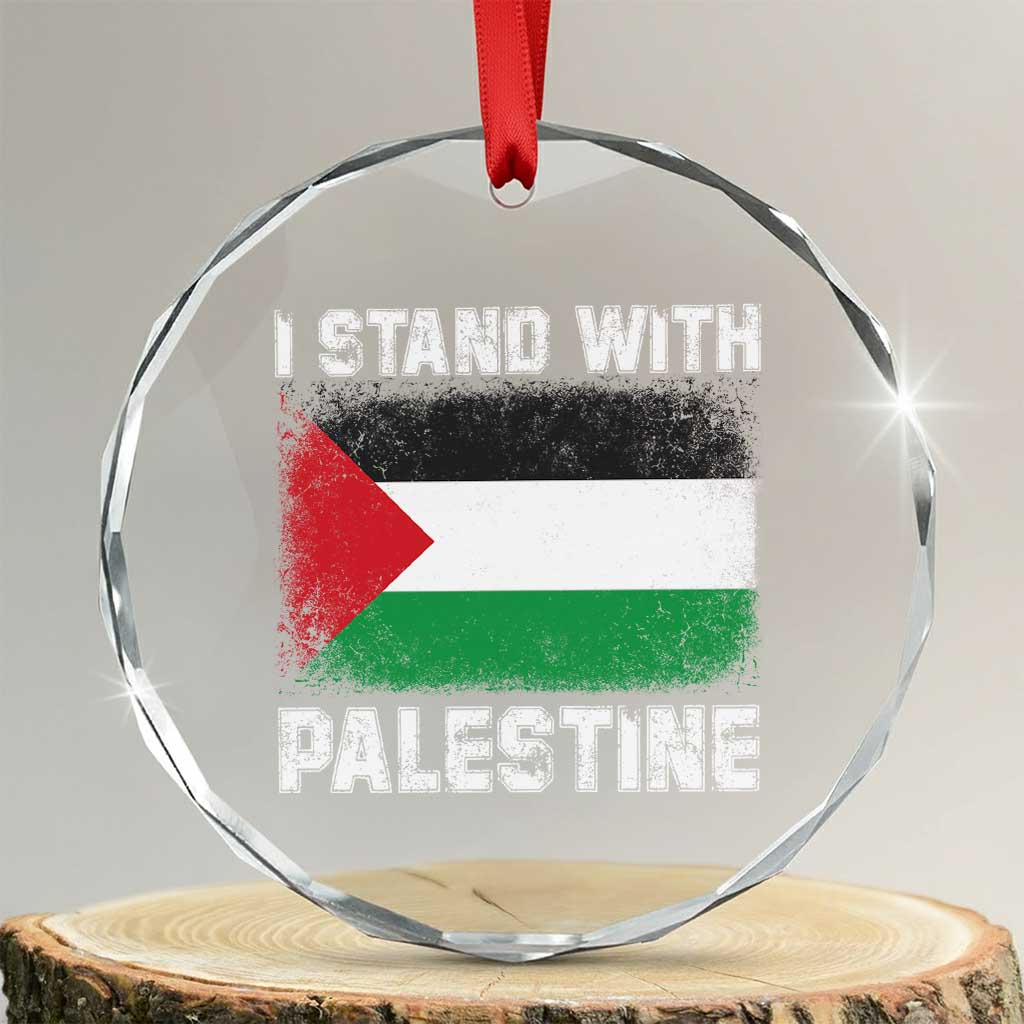 Stand With Palestine Crystal Glass Ornament Gaza Palestinian Flag TS10 Transparent Glass 3'' Circle Print Your Wear