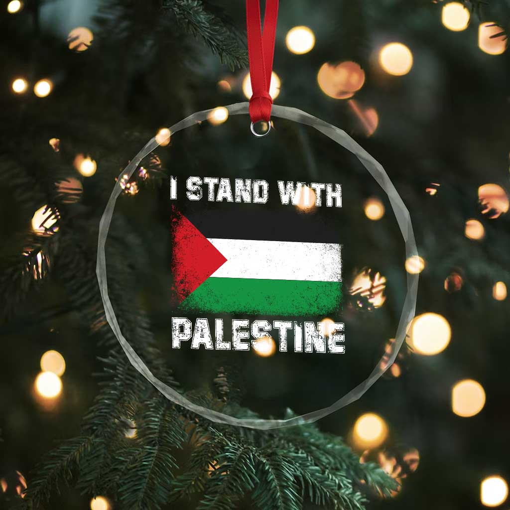 Stand With Palestine Crystal Glass Ornament Gaza Palestinian Flag TS10 Print Your Wear