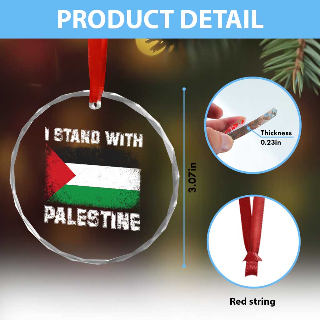 Stand With Palestine Crystal Glass Ornament Gaza Palestinian Flag TS10 Print Your Wear