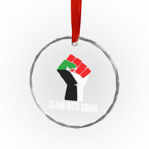 Stand With Sudan Power Fist Crystal Glass Ornament Sudan Flag Activist Peace and Protest TS02 Print Your Wear
