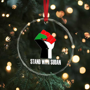 Stand With Sudan Power Fist Crystal Glass Ornament Sudan Flag Activist Peace and Protest TS02 Print Your Wear