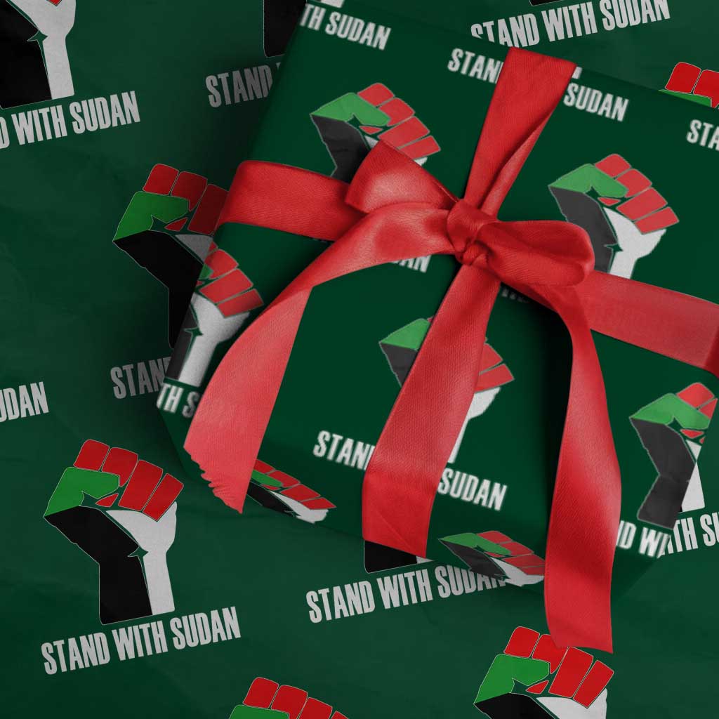 Stand With Sudan Power Fist Wrapping Paper Roll Sudan Flag Activist Peace and Protest TS02 Green Print Your Wear