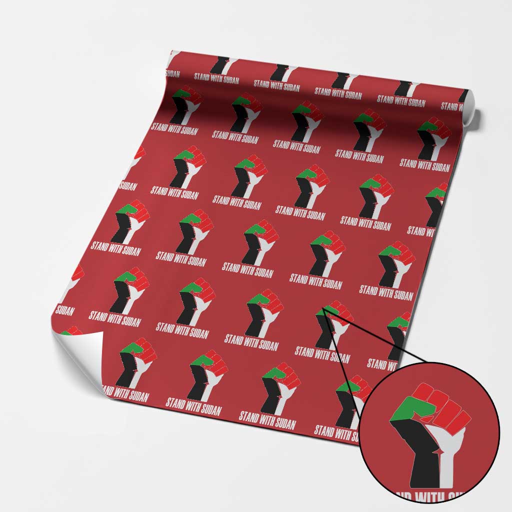 Stand With Sudan Power Fist Wrapping Paper Roll Sudan Flag Activist Peace and Protest TS02 Red Print Your Wear