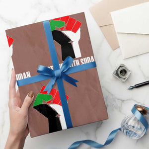 Stand With Sudan Power Fist Wrapping Paper Roll Sudan Flag Activist Peace and Protest TS02 Mocha Print Your Wear