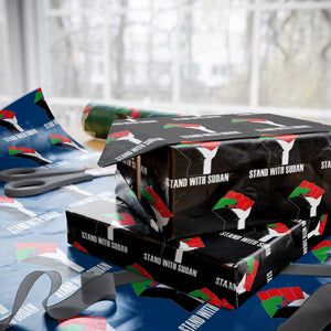 Stand With Sudan Power Fist Wrapping Paper Roll Sudan Flag Activist Peace and Protest TS02 Black Print Your Wear