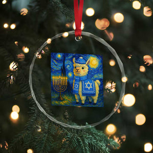 Starry Hanukkah Night Crystal Glass Ornament Funny Llama Jewish Holiday Gift TS12 Print Your Wear